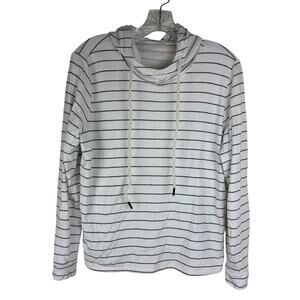 Marine Layer Womens Hoodie Size XL White Black Stripe Shirt Top